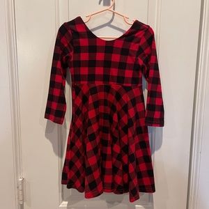 Winter Buffalo Plaid scoop back twirl dress 3T